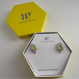 Bomb Party Classic Floral Studs Earring ER99323 Yellow Jade Rhodium Plating